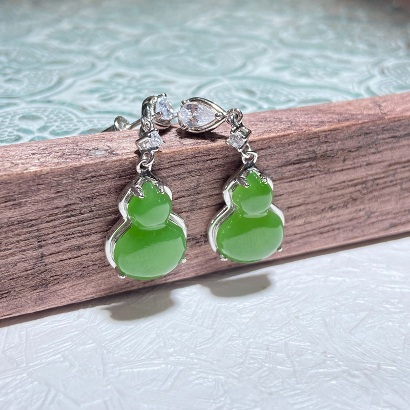 S925银碧玉葫芦耳钉（多样性发一）2508280017