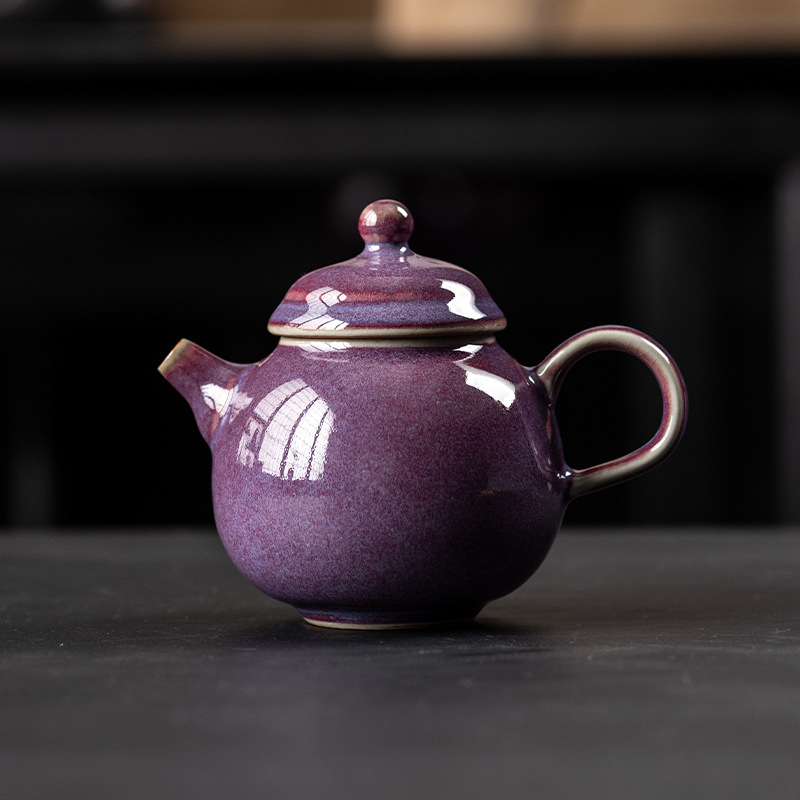 均窑紫金窑变结晶釉茶壶（135cc）