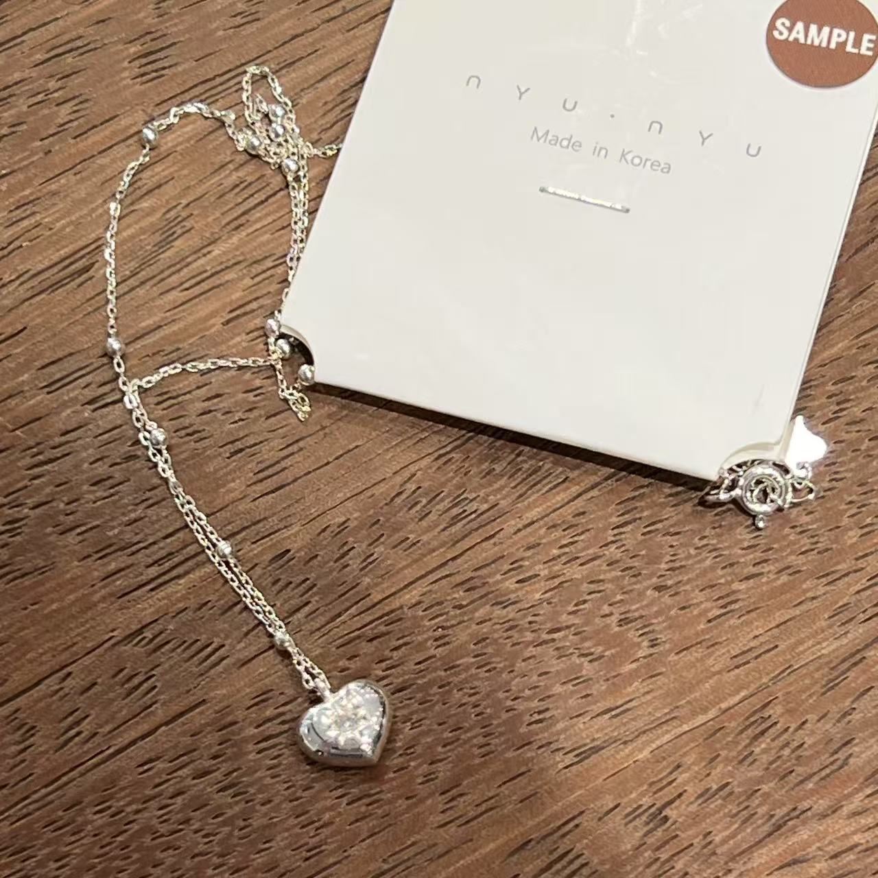 吊坠925银 0421A01 TJ韩国女装韩国直播代购925银爱心六芒星项链