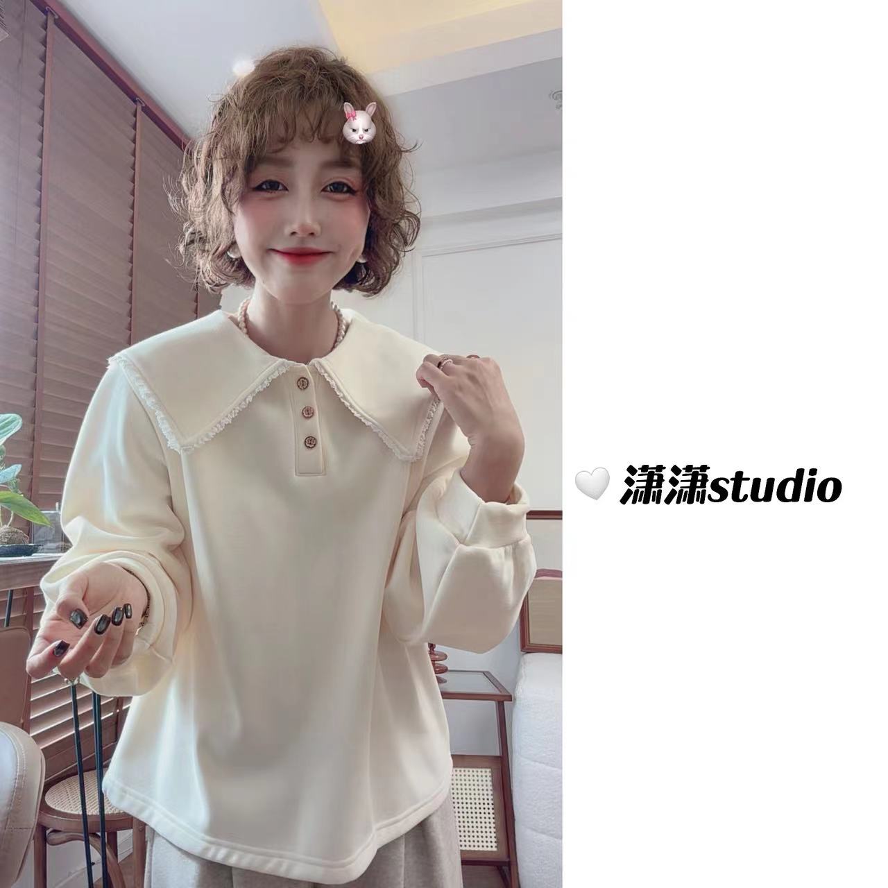 【北岛恋人】【内里超柔很舒服】【减龄学院领】潇潇自制韩版卫衣XA0028