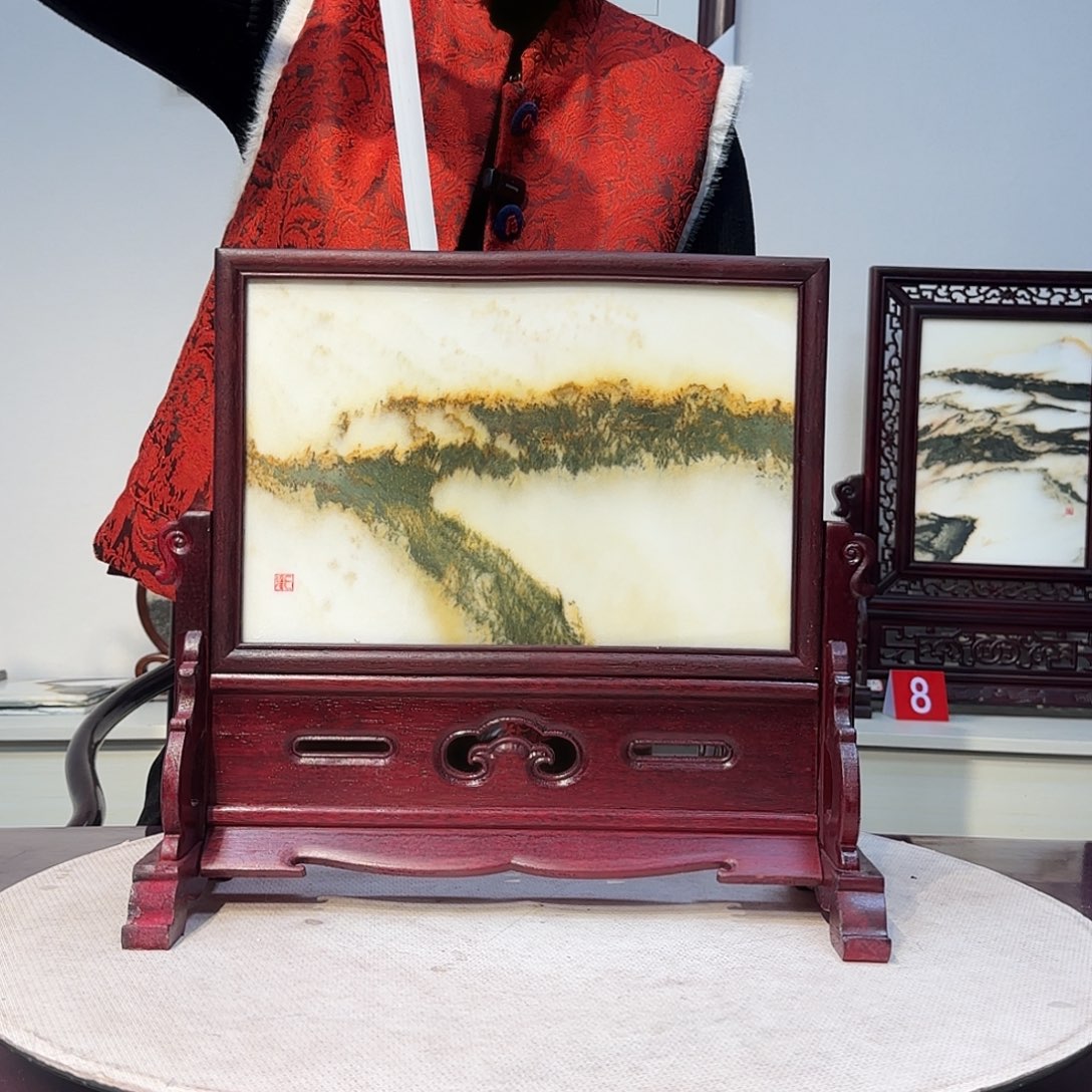 石材天然大理石画屏风37×34