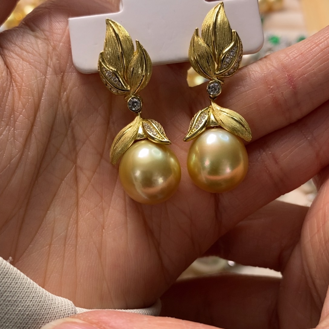 海水珍珠耳饰银S925镶嵌