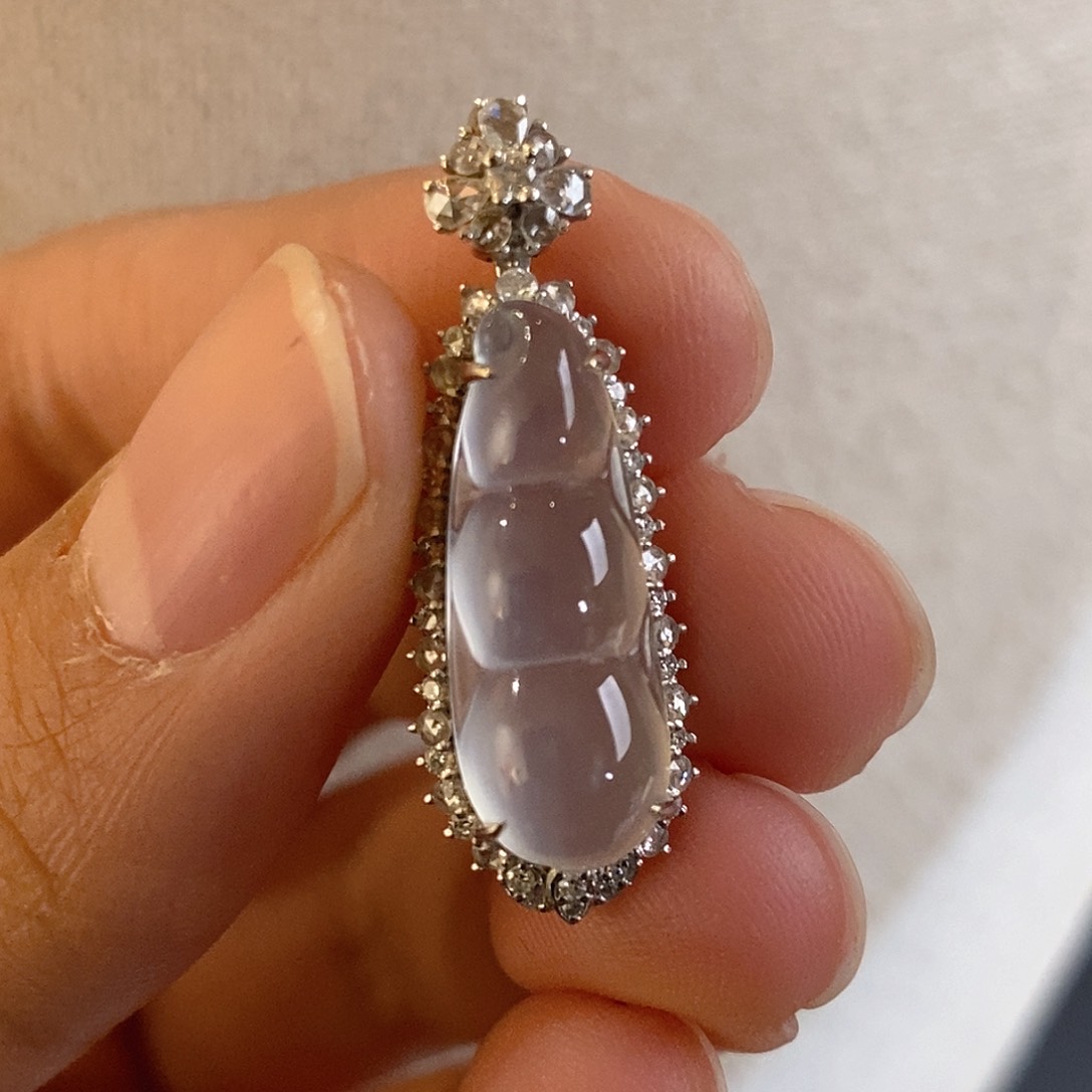 翡翠颈饰18K金镶嵌天然缅甸A货翡翠