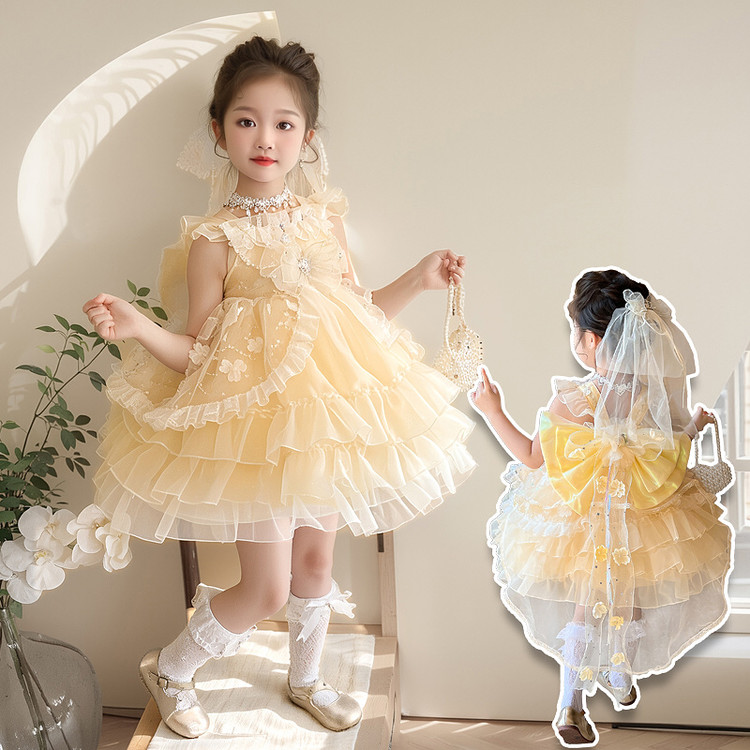 女童花仙子洛丽塔连衣裙女宝宝生日礼服裙蓬蓬纱裙女孩六一公主裙