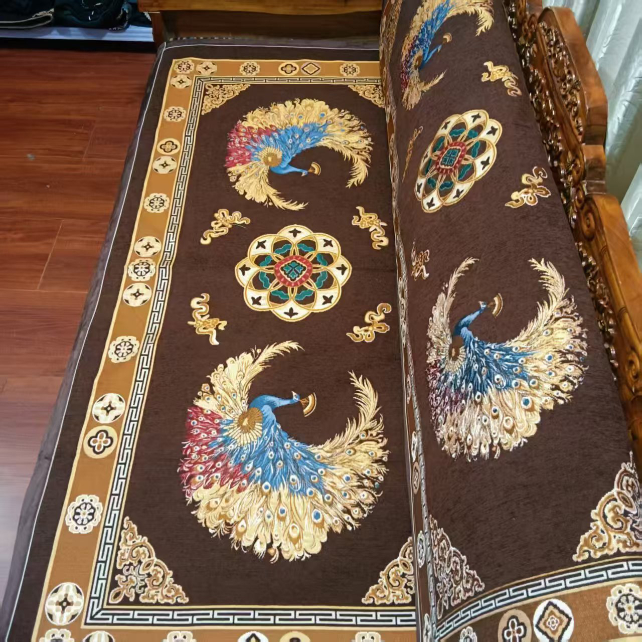 西藏包邮孔雀民族风藏式防滑加厚可机洗四季款沙发床垫靠背巾