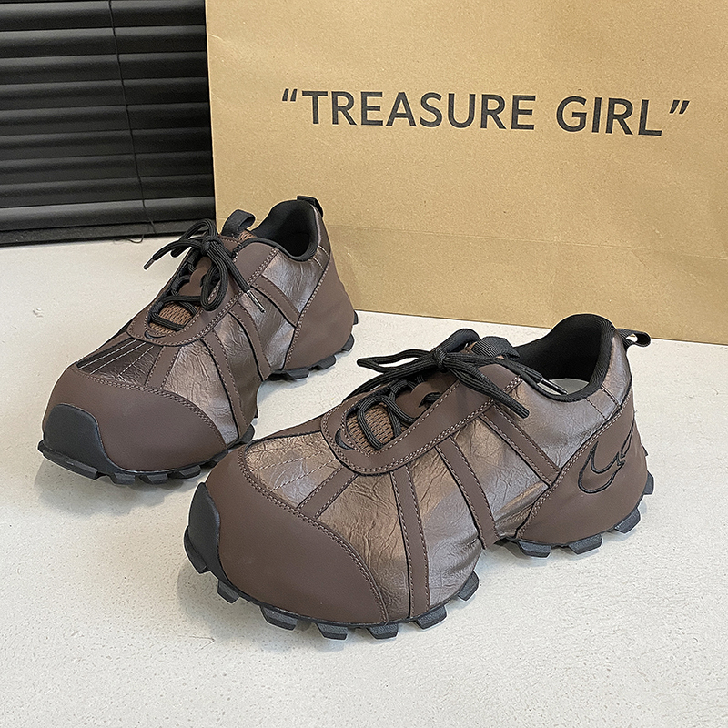 秋冬新款老爹鞋女ins休闲百搭运动鞋防滑耐磨皮面网红时尚6795