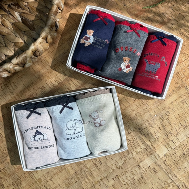 (3条装)复古熊～中腰棉质少女内裤舒适亲肤透气棉裆三角裤80-130斤