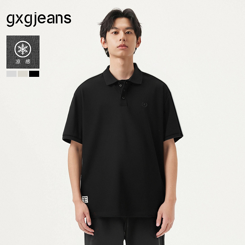 gxg.jeans男装 多色小标刺绣简约休闲翻领短袖polo衫 25年夏新品