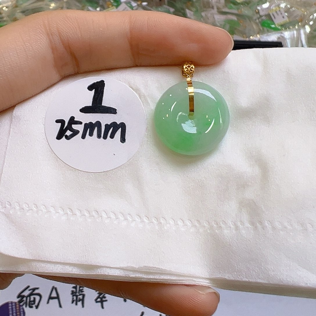 翡翠18K金镶嵌吊坠(不含链)翡翠