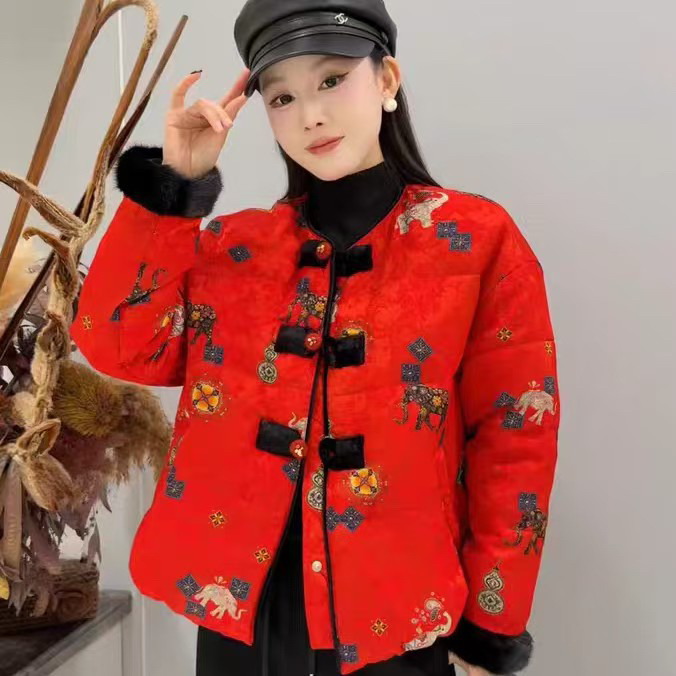 6108芭莎家袖拼水貂鹅绒服