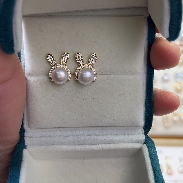 银S925镶嵌耳饰淡水珍珠