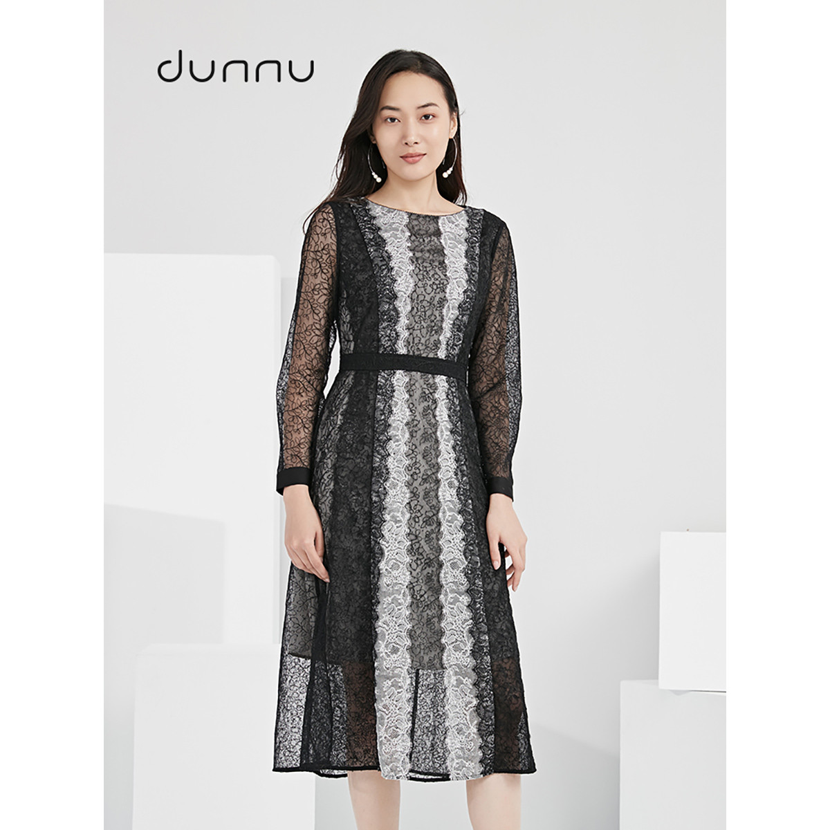 dunnu敦奴高腰连衣裙优雅DQ150122
