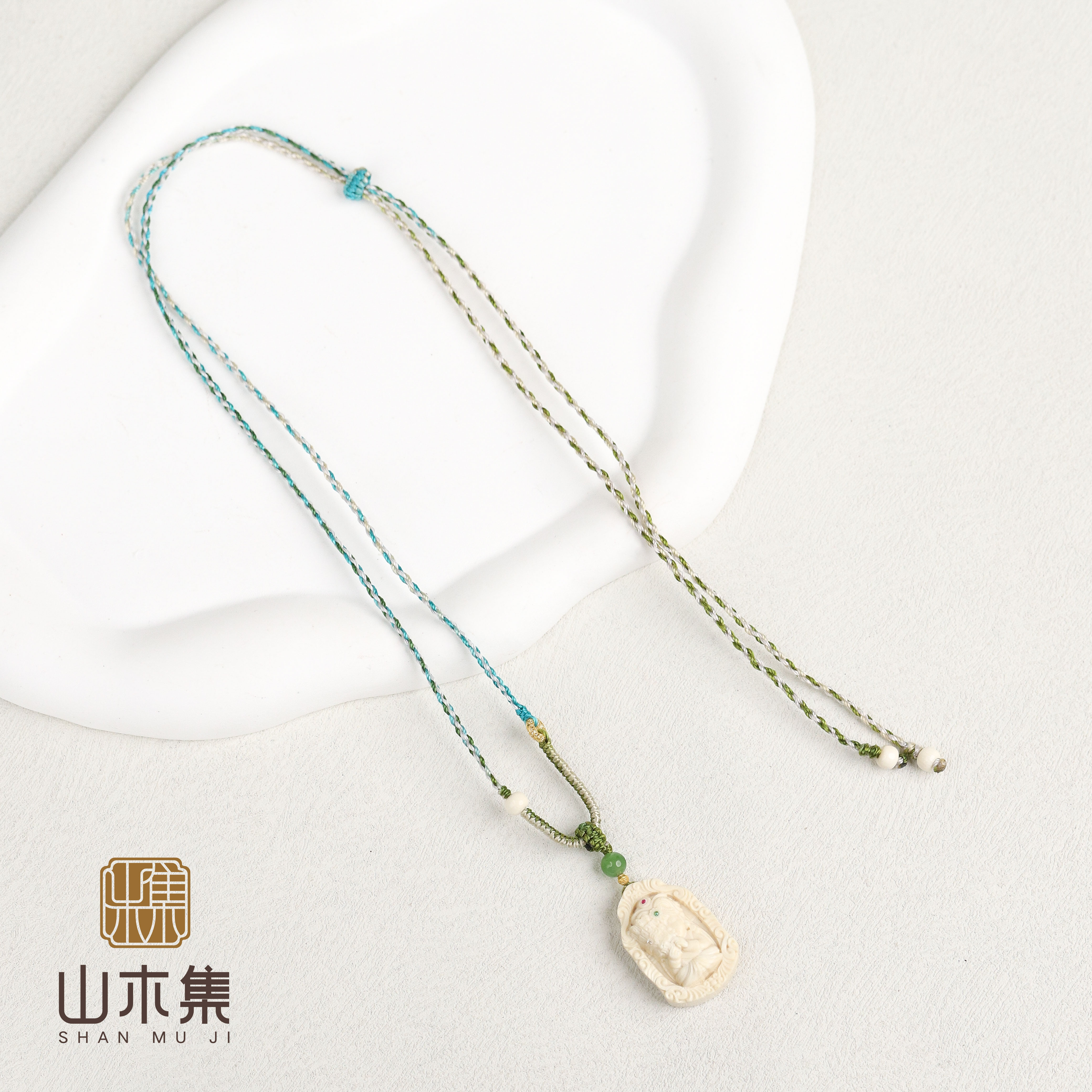 （18）猛犸扎基雕刻编绳项链￥【山木集】