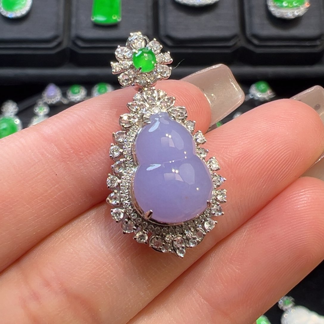 翡翠吊坠(不含链)18K金镶嵌收到货48小时鉴赏期