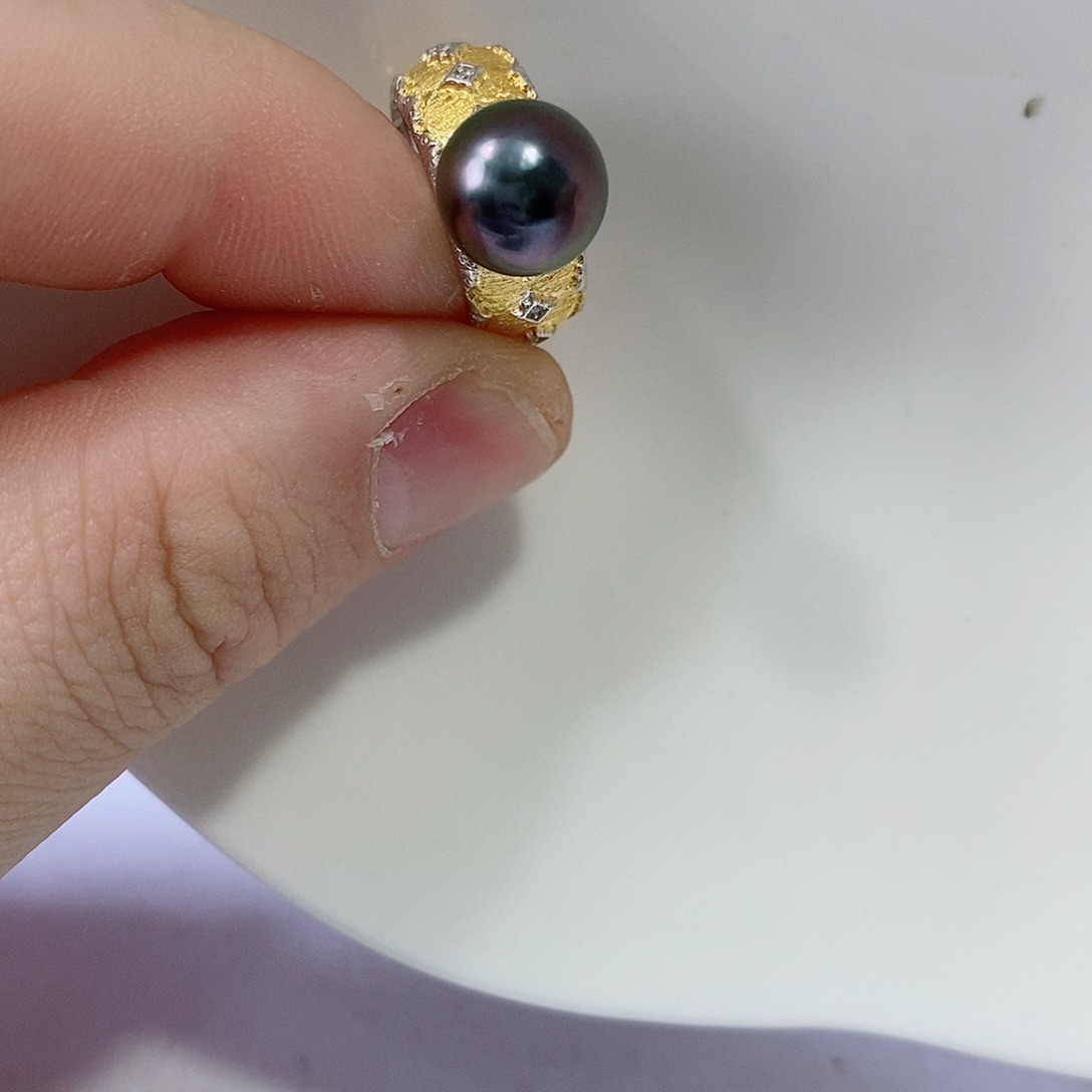 海水珍珠戒指银S925镶嵌