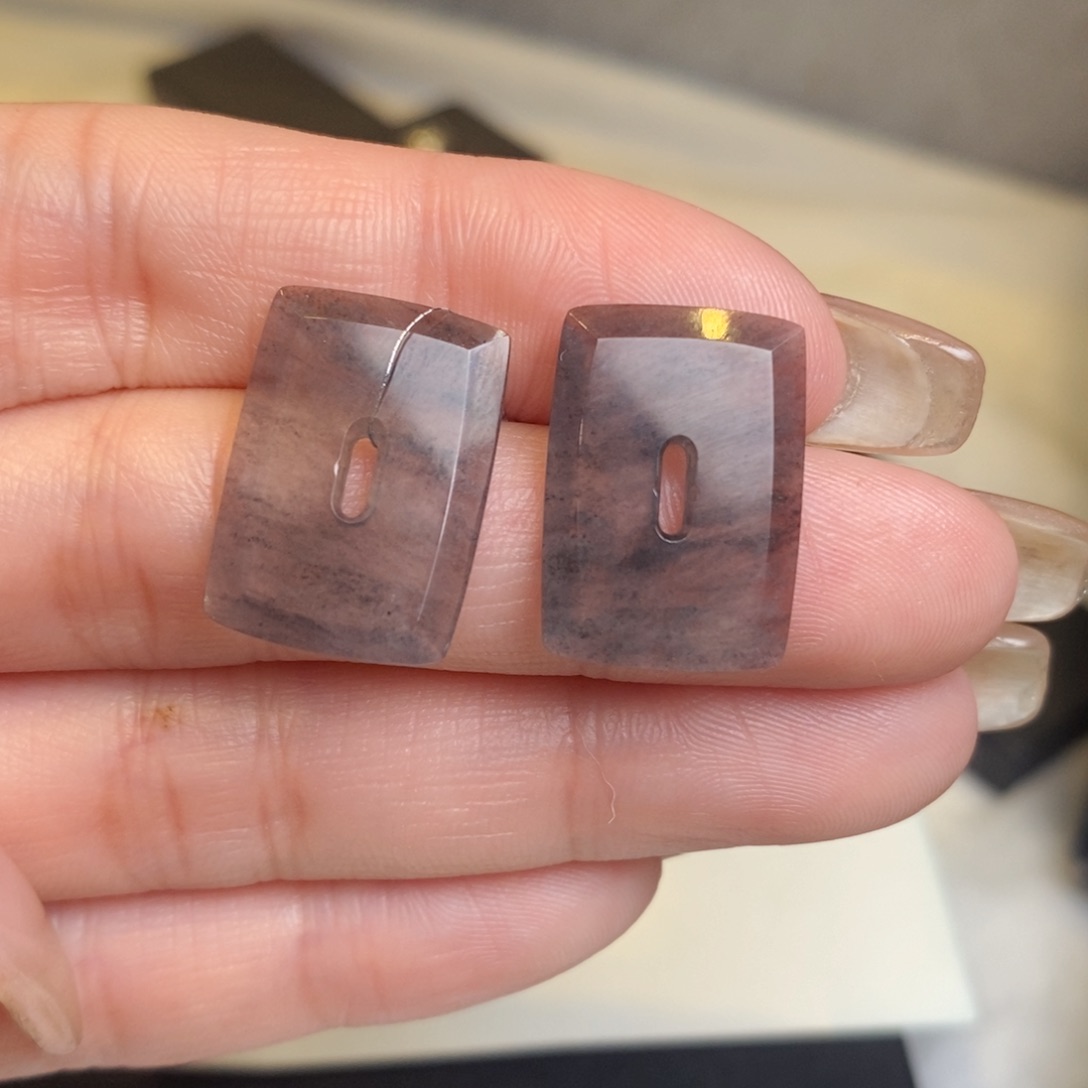 翡翠耳饰未镶嵌黑冰方糖