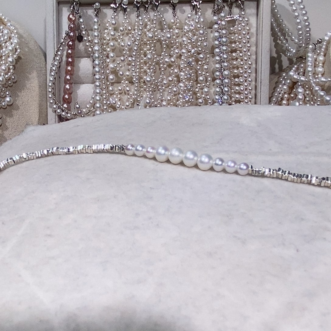 淡水珍珠银S925镶嵌手链碎银子炫彩手链