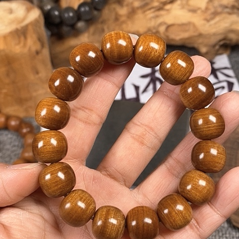 檀香木手串/手链任*行老山檀香黑肉横纹13/14老型珠沉水