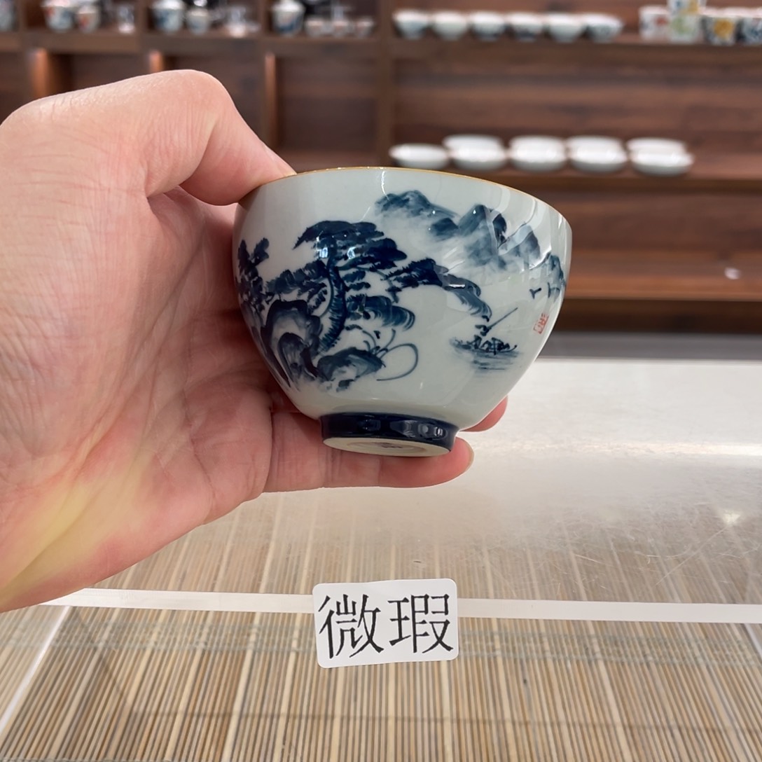 釉下手绘茶具微瑕