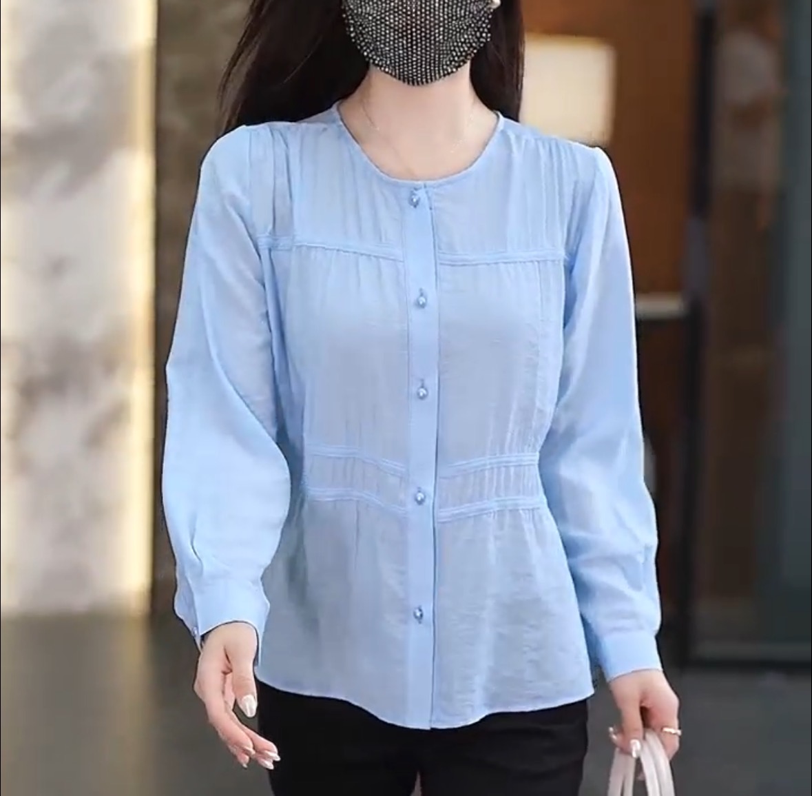 2025女装洋气衬衫显瘦时尚百搭宽松圆领休闲通勤183
