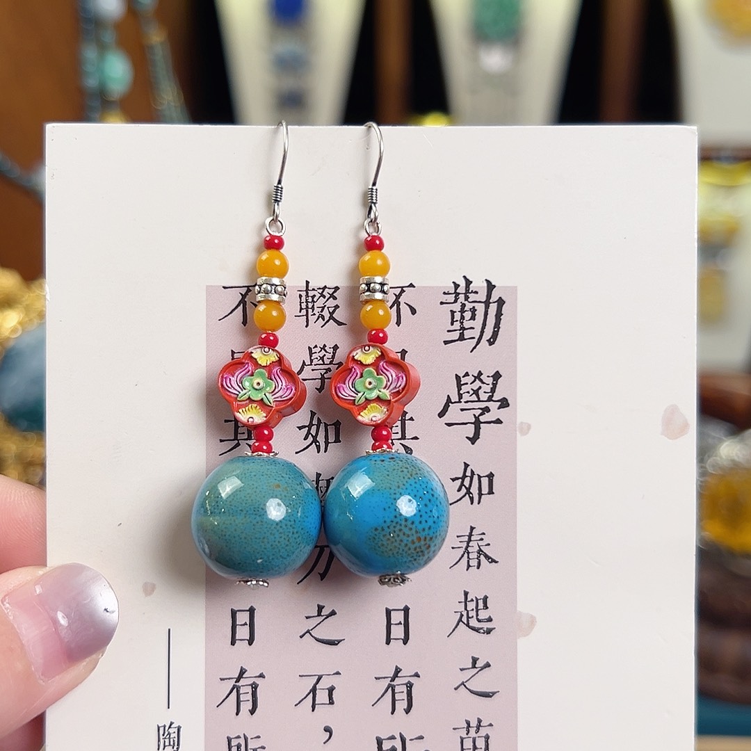 玛瑙未镶嵌挂件耳环