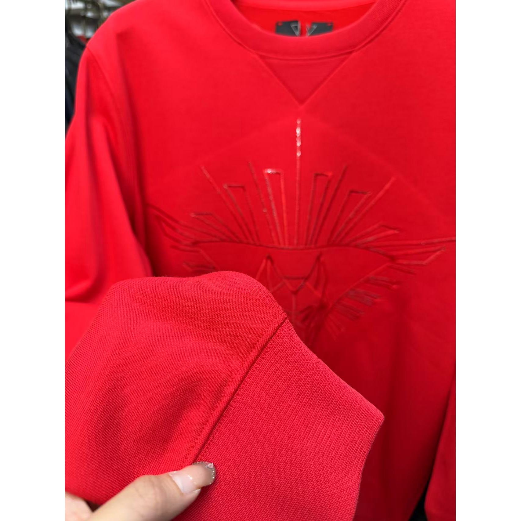 春秋男士卫衣 潮流圆领刺绣红色上衣2010