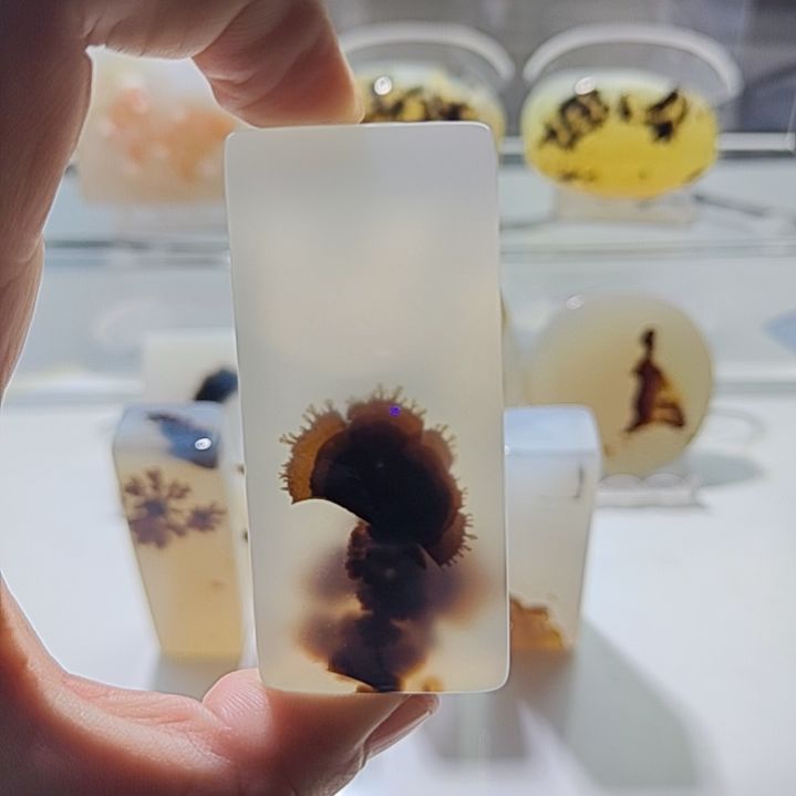 玛瑙/玉髓足铂镶嵌吊坠(不含链)83号章料