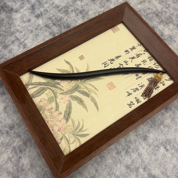 原创新中式黑檀木发簪古风汉服旗袍盘发珍珠流苏气质简约头饰