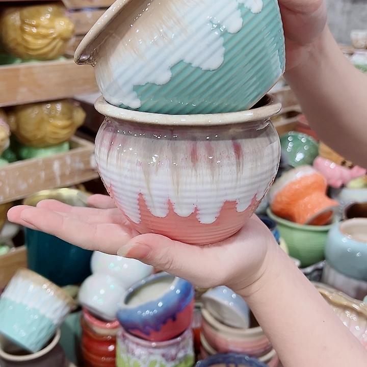 有孔，凑单福利满10元发货陶瓷多肉花盆！