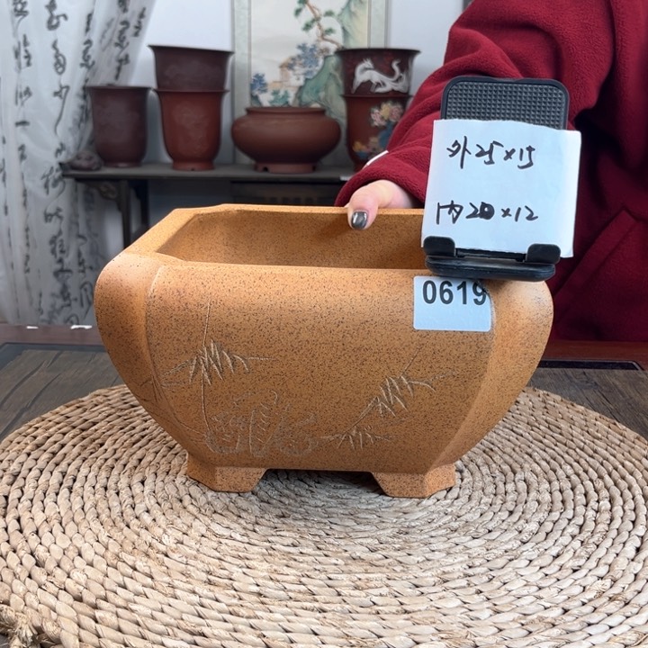 紫砂花盆金****地16只柴烧打包特价