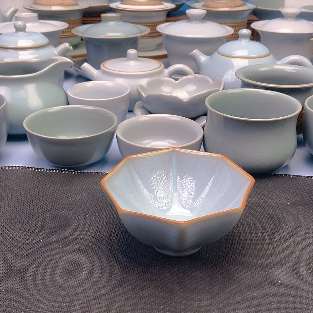 杯微瑕天青八方杯原矿原釉原产地