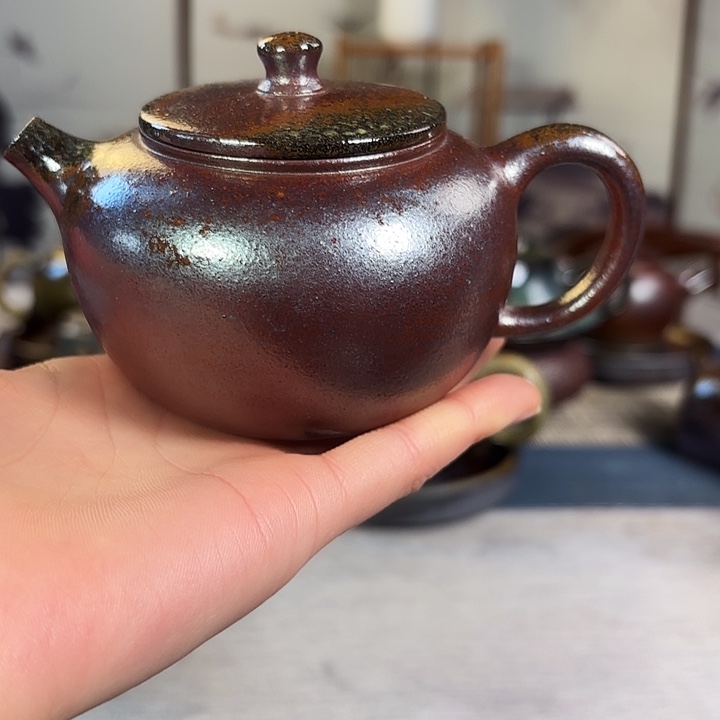 壶柴烧紫砂苹果壶
