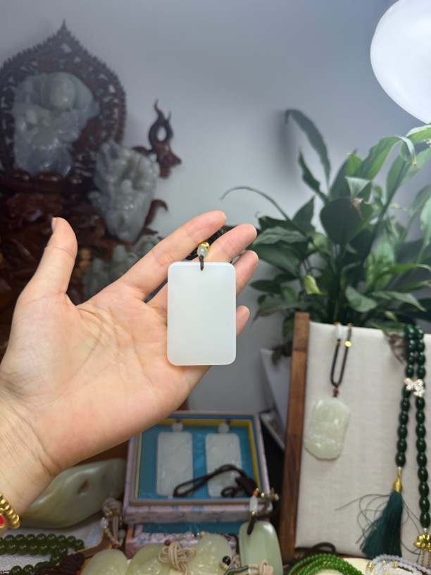 青海平安无事牌方牌玉6*4