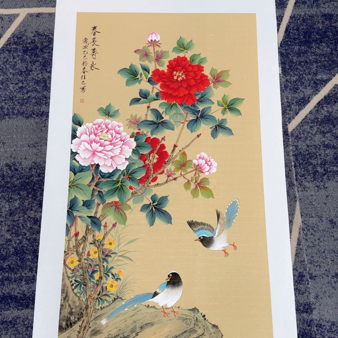 国画纯手绘山水花鸟