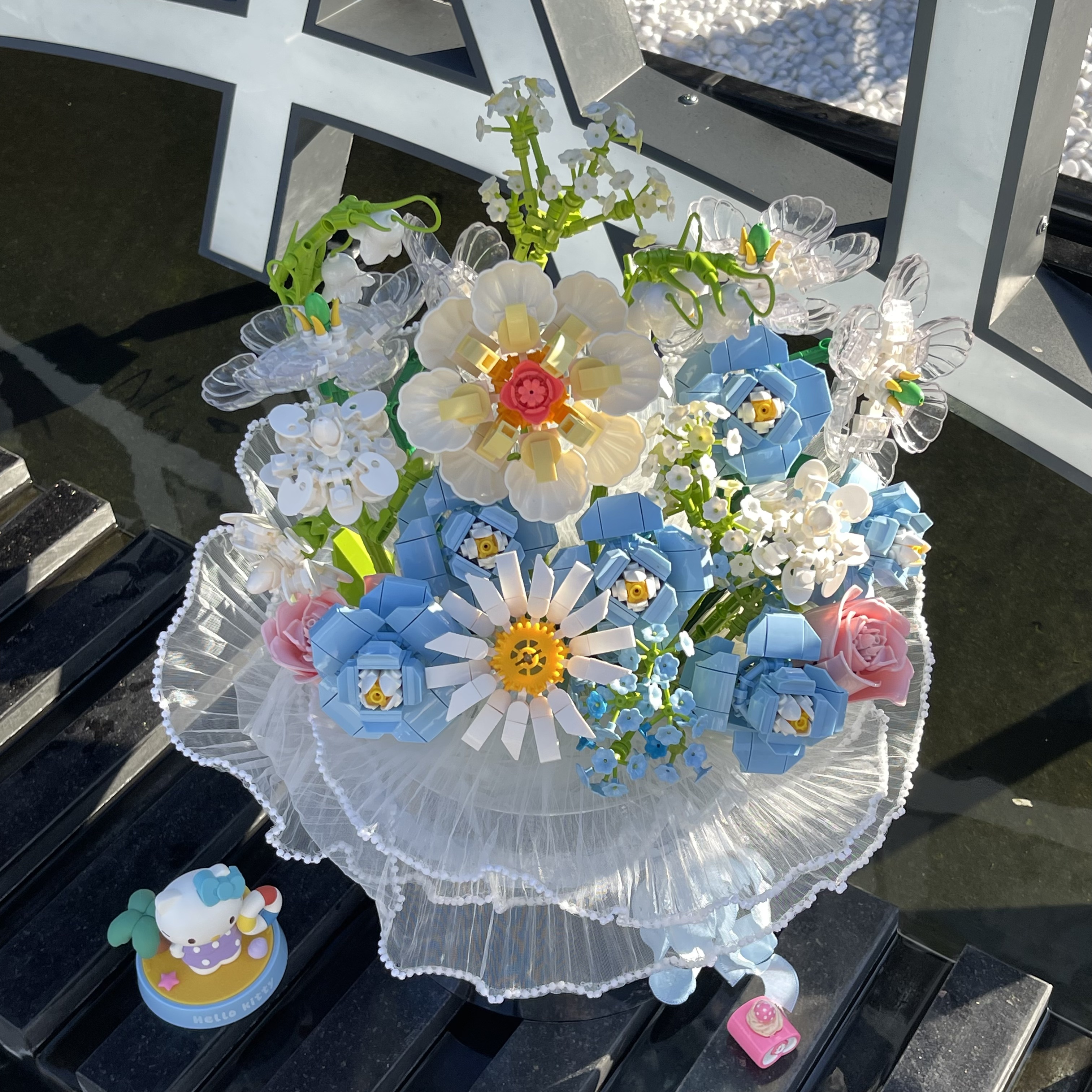 插花积木花DIY套装拼装永生花束积木花礼盒拼装一整套包装礼物