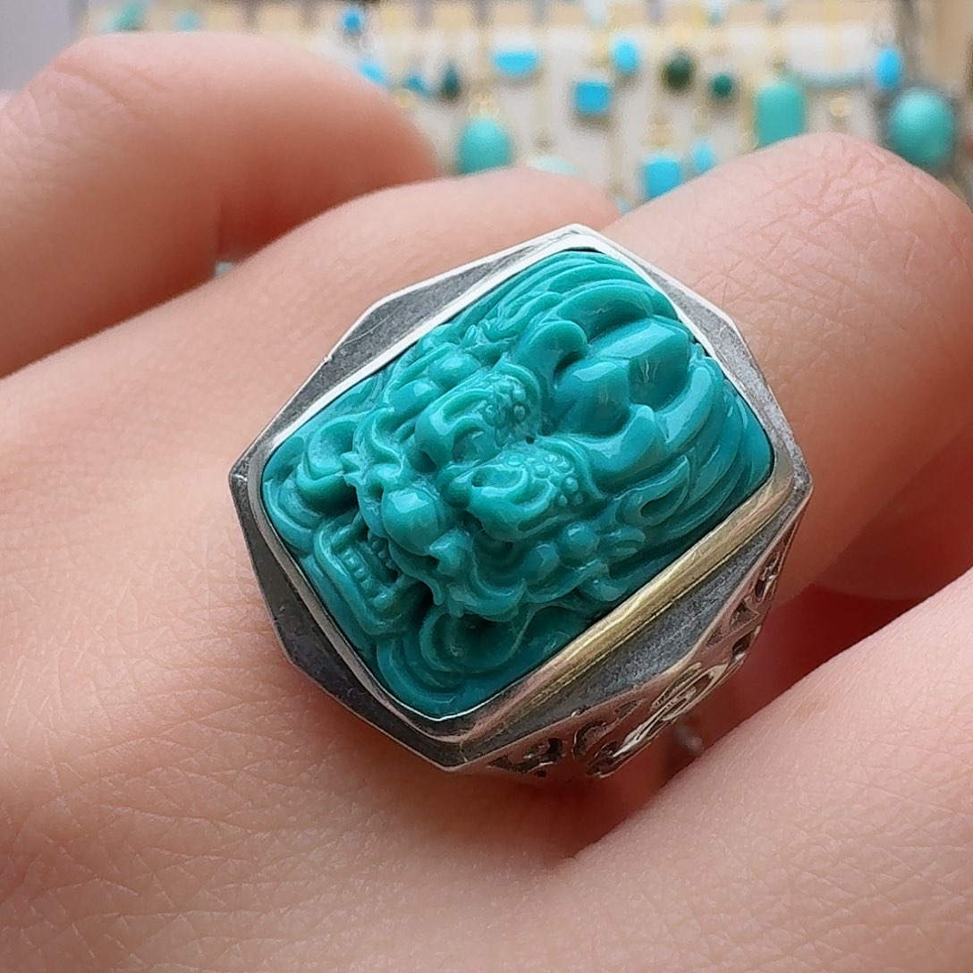 绿松石珠宝奇石银S925镶嵌