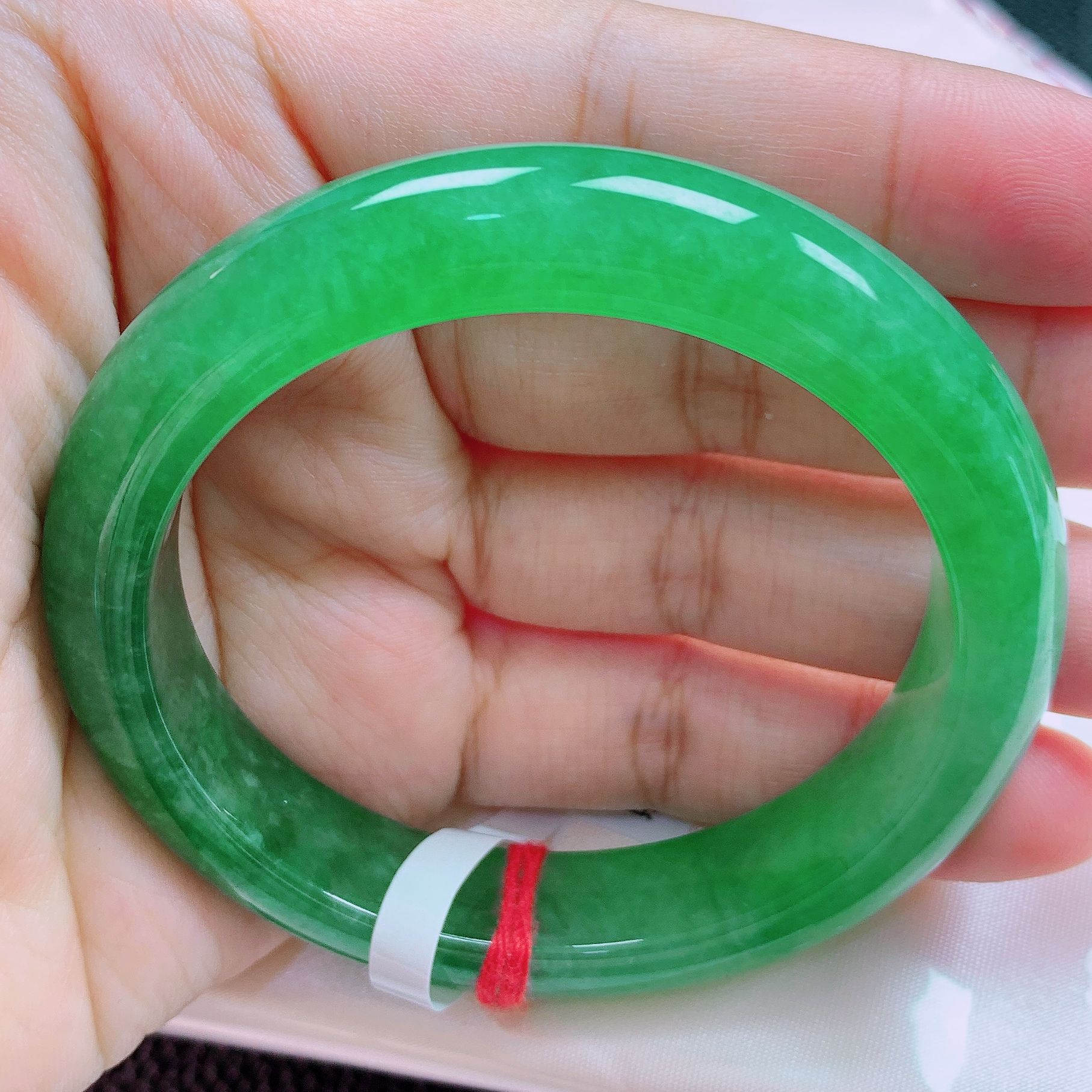 55圈冰种正阳绿满绿色颜色均匀高透亮缅甸纯天然A货翡翠带证书