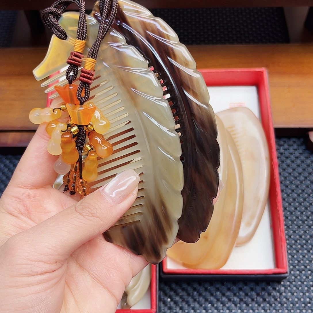 纯牛角手工制作牛角梳