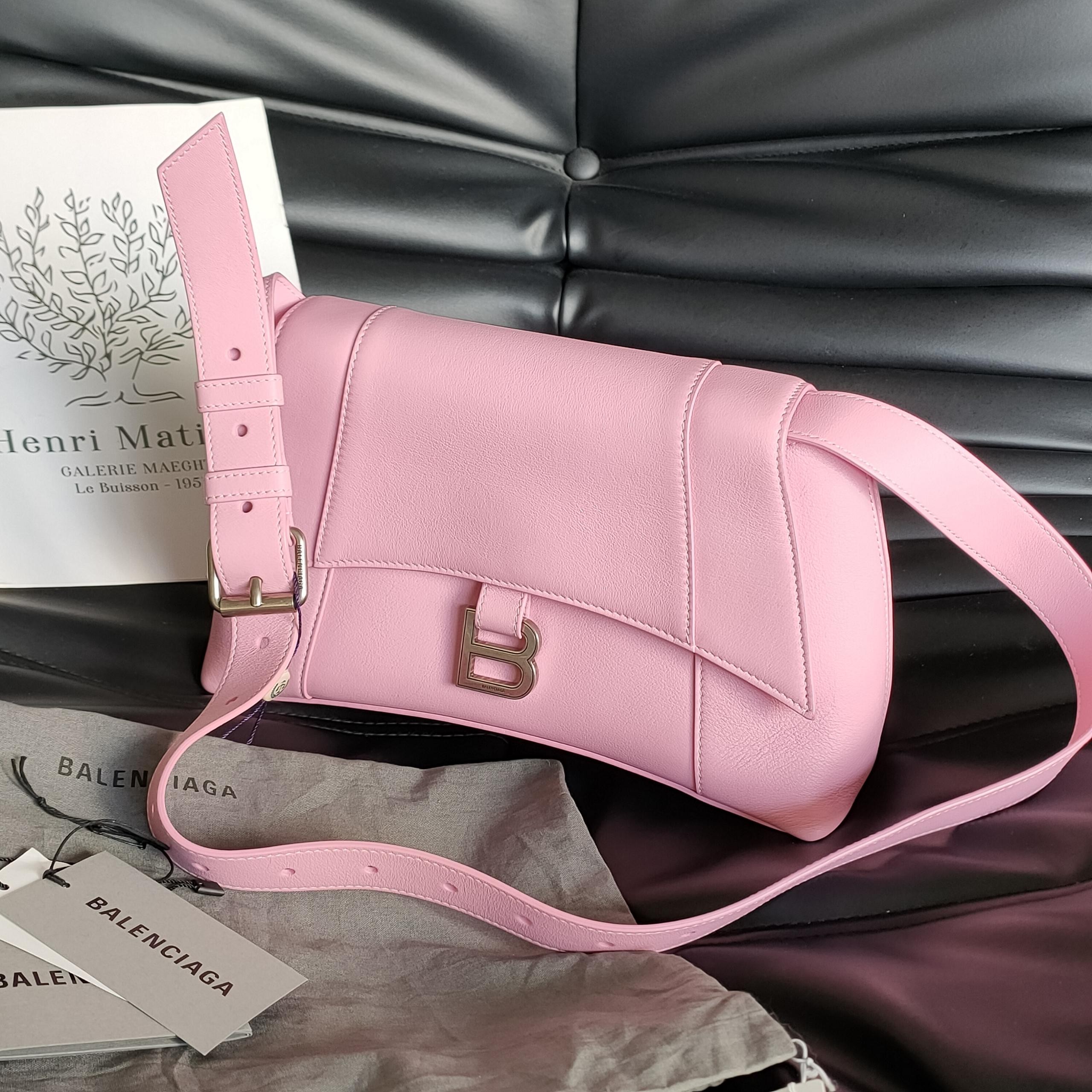 95新 Balenciaga/巴黎世家 Azul粉色牛皮downtown小号单肩包38883