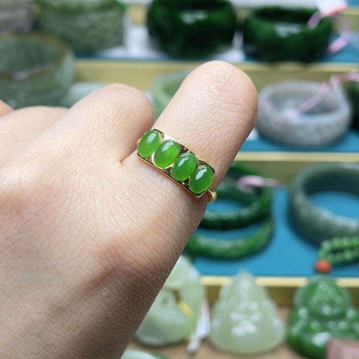 和田玉戒指银S925镶嵌