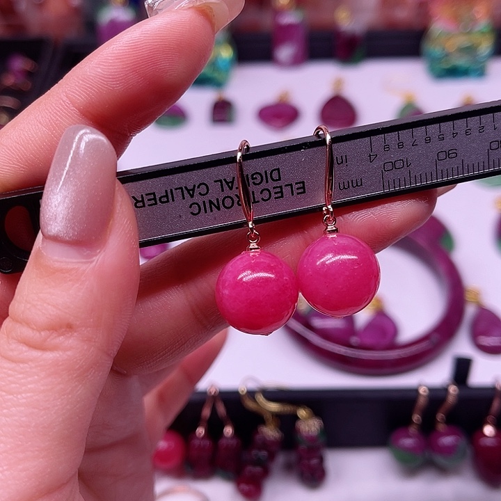 红宝石耳坠蔷薇银S925镶嵌