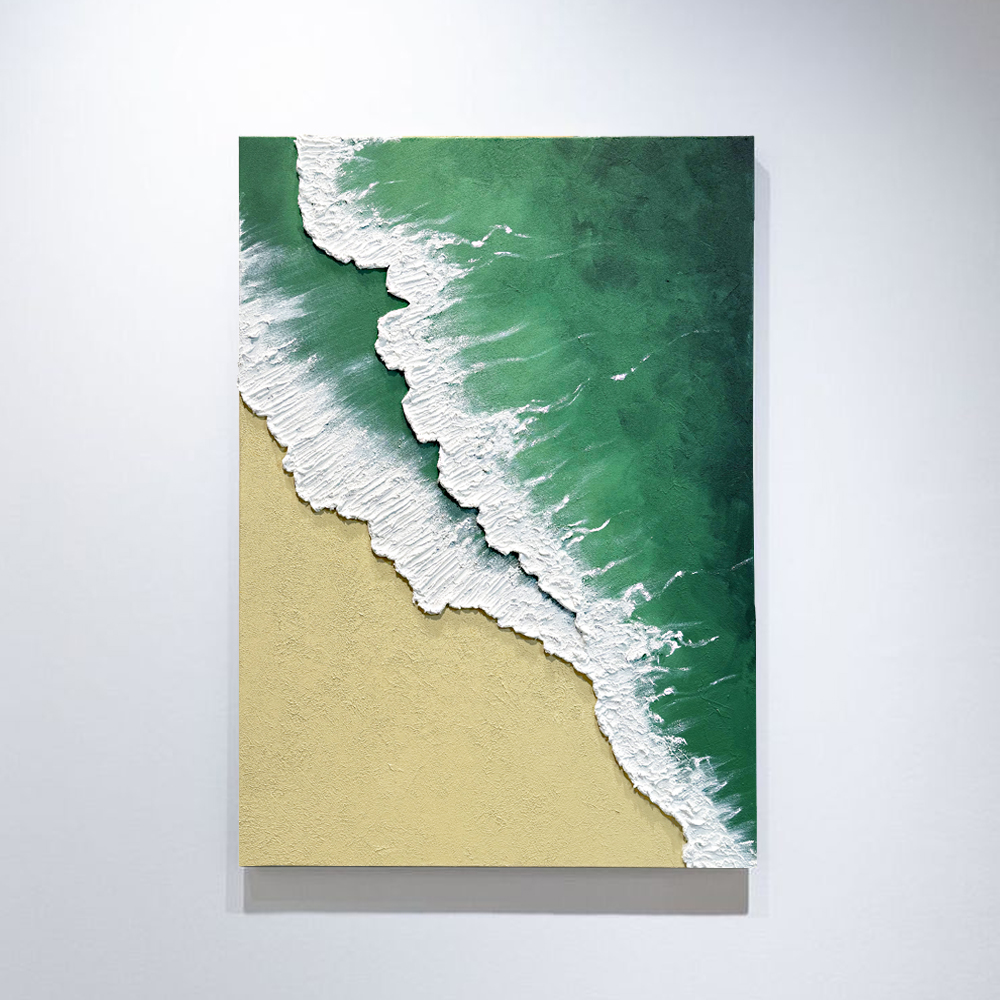 碧海粼粼——纯手绘轻奢家用客厅玄关个性肌理装饰画挂画