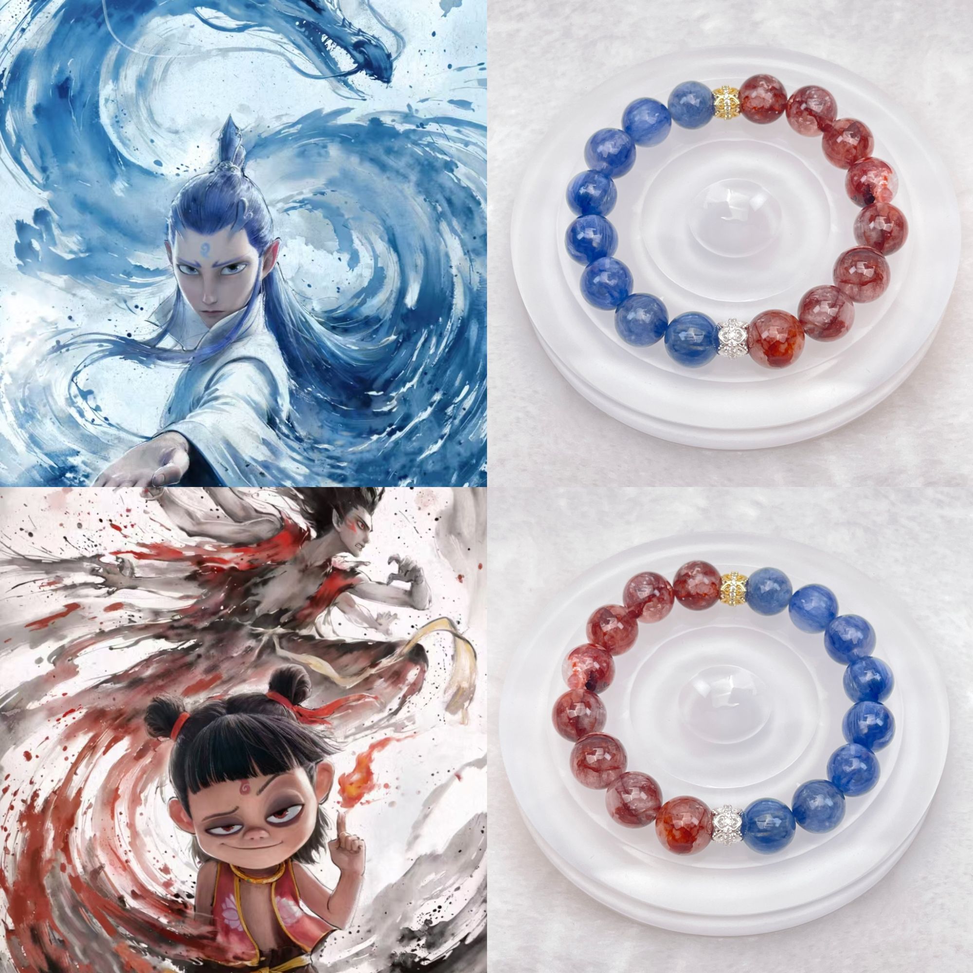 哪吒vs鳌丙冰与火的碰撞（红胶花&蓝晶石）