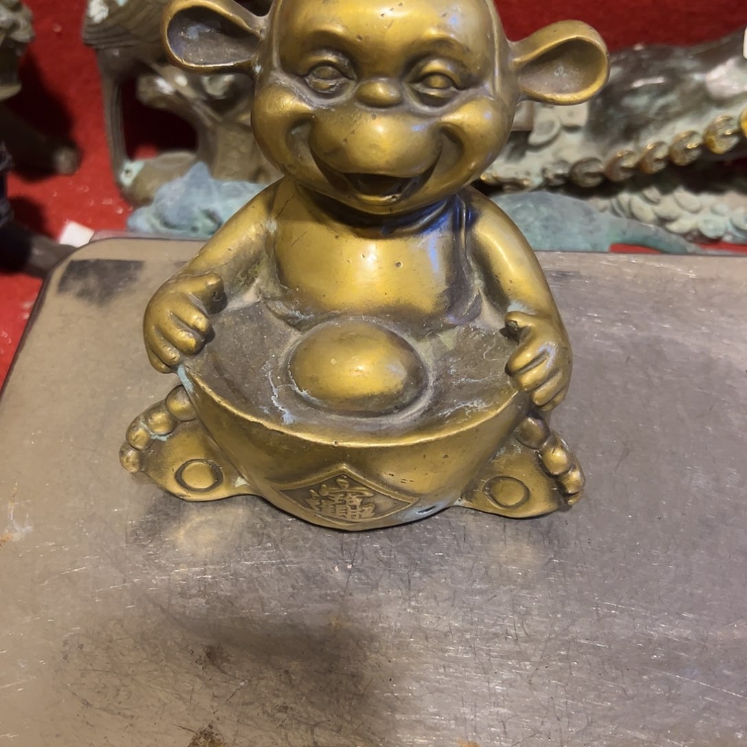 杨***波黄铜摆件，文房摆件