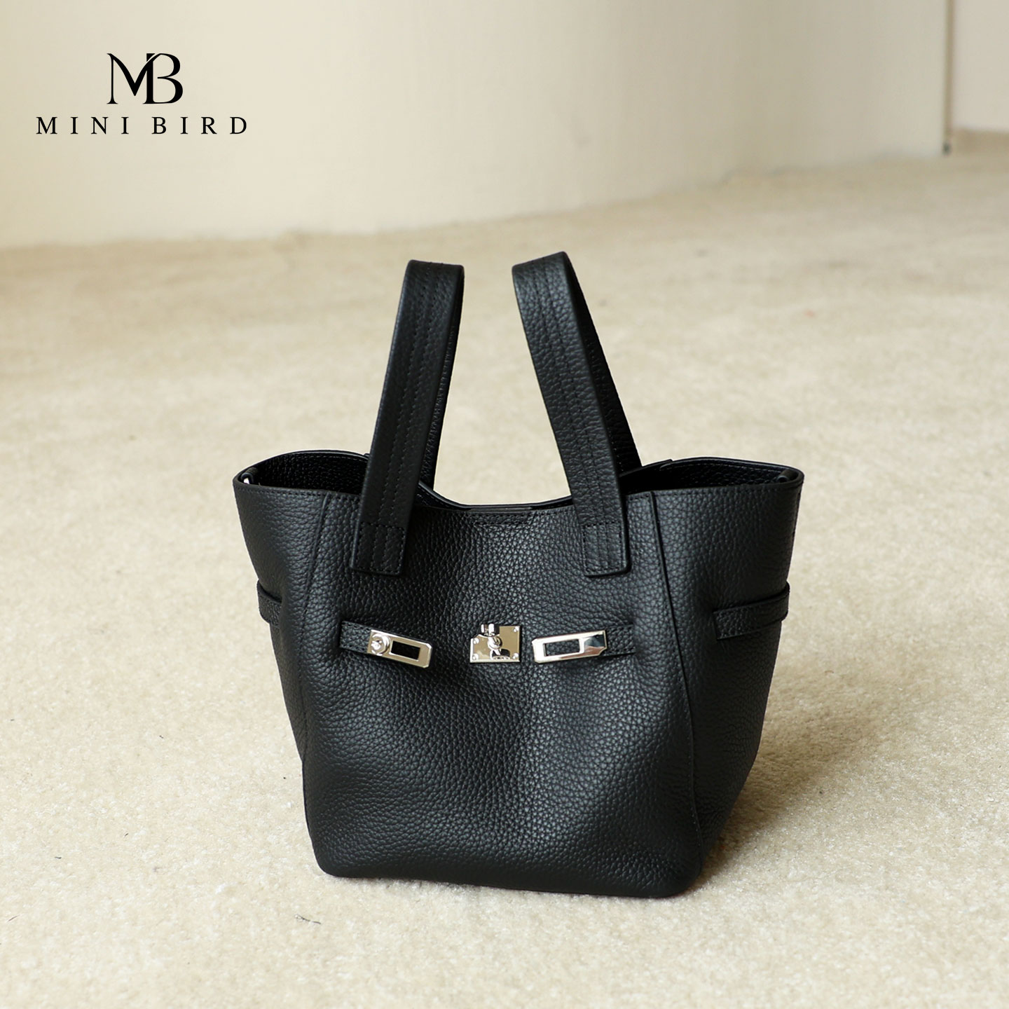 Minibird真皮菜篮子包｜2025新款TC头层牛皮通勤斜挎手提水桶包