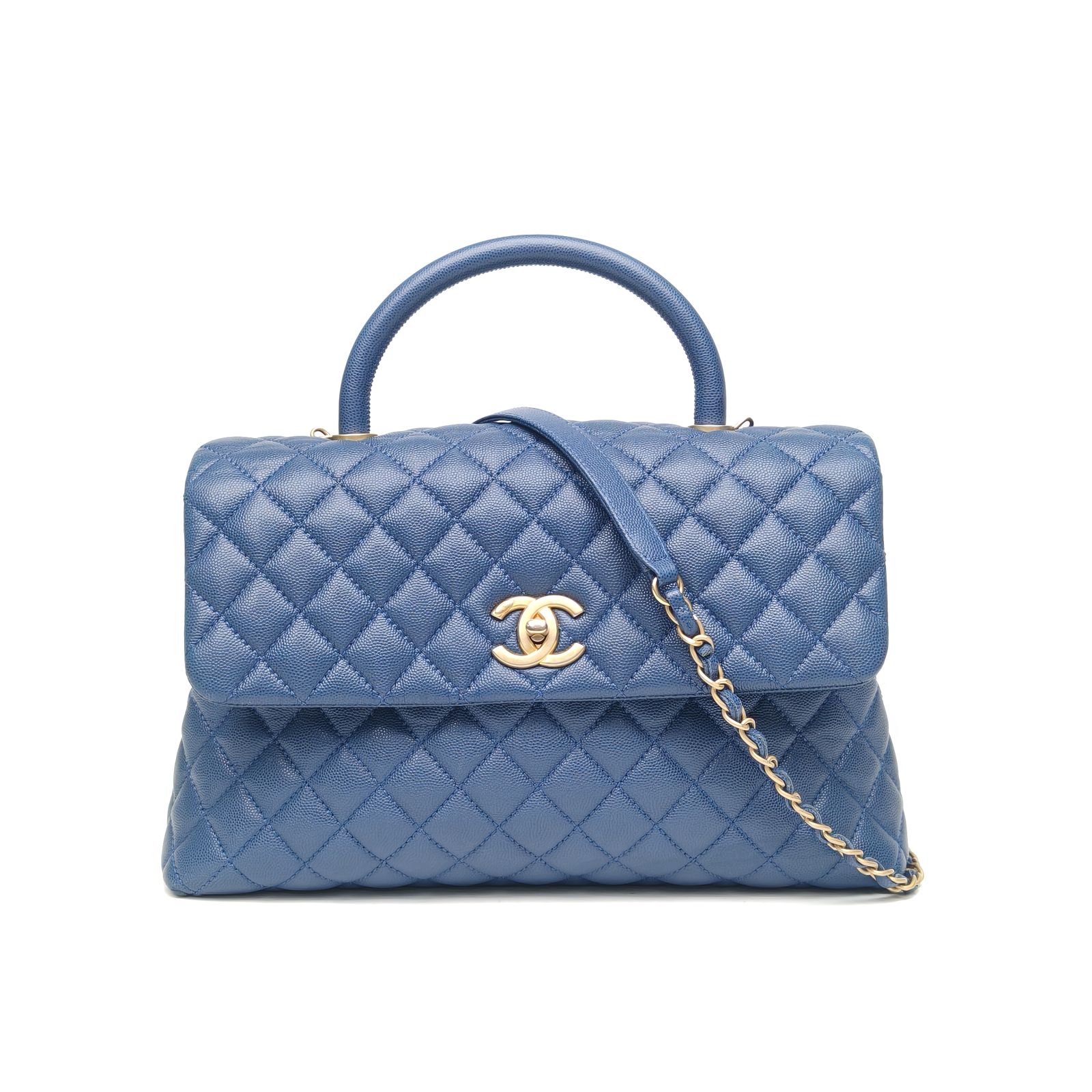 95新 Chanel/香奈儿 【念念】Coco Handle 大号 33cm 蓝色包