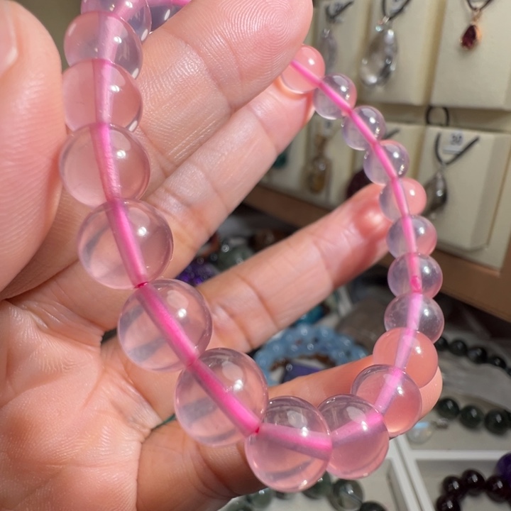 芙蓉石手链未镶嵌天然冰粉晶
