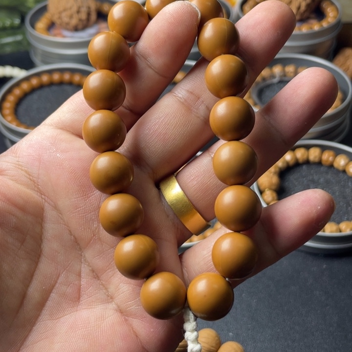 猴头核桃手串微微瑕龙岩正圆光珠手持14