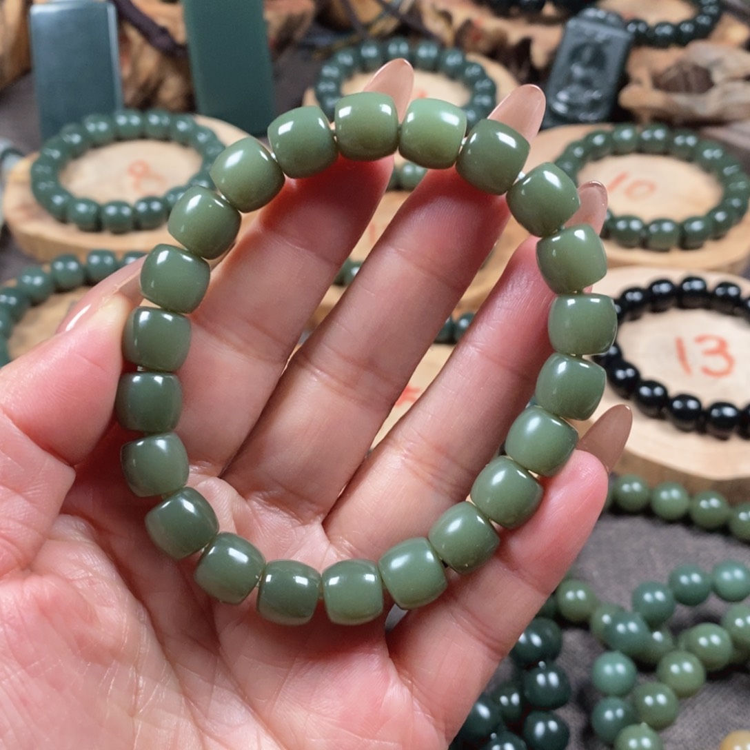 和田玉（青玉）手链未镶嵌