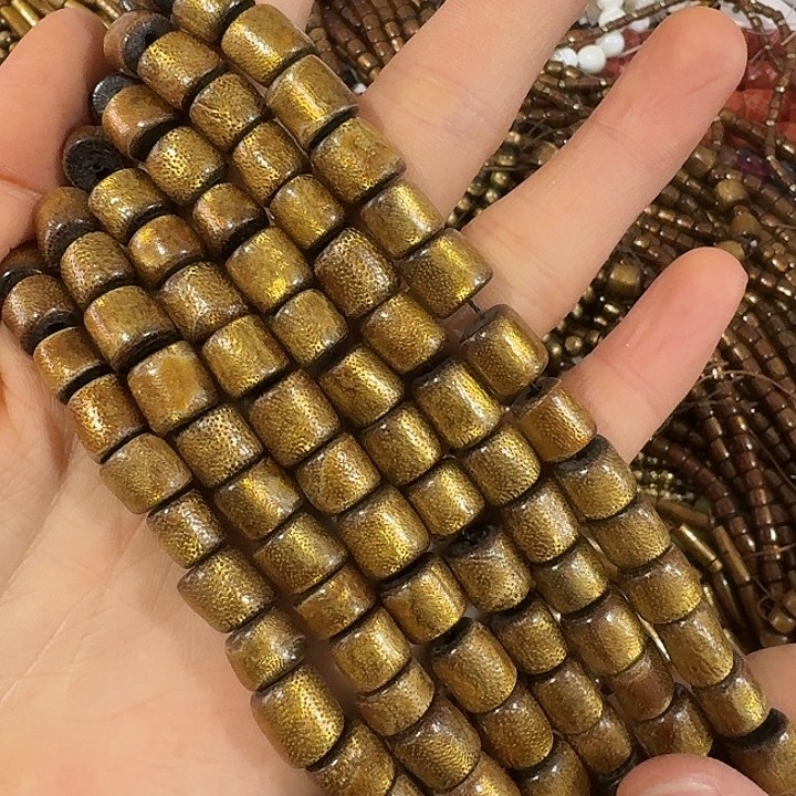 玛瑙/玉髓合金珠宝半成品22颗9mm金豆豆大桶珠